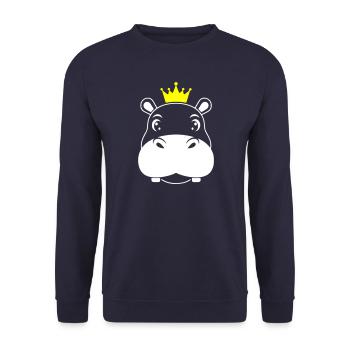 Roi Hippopotame Prince Héritier Vector - Sweat-shirt Unisexe - marine - Devant - Alina (178cm) & Michal (187cm)