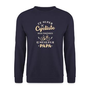 Papa Cycliste, Vélo Vintage Humour - Sweat-shirt Unisexe - marine - Devant - Alina (178cm) & Michal (187cm)