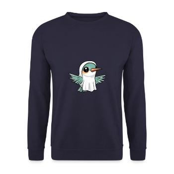 Hummingbird Bird Halloween Funny Ghost - Unisex Sweatshirt - navy - Front - Alina (178cm) & Michal (187cm)