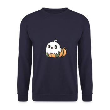 Wurm Halloween Lustig Geist - Unisex Pullover - Navy - Vorne - Alina (178cm) & Michal (187cm)