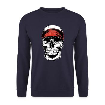 Biker Skull - Unisex Sweatshirt - navy - Front - Alina (178cm) & Michal (187cm)