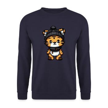 Tiger Winter Comic - Unisex Sweatshirt - navy - Front - Alina (178cm) & Michal (187cm)