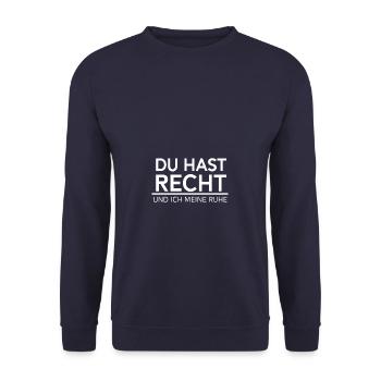 du hast recht und ich meine ruhe - Unisex Pullover - Navy - Vorne - Alina (178cm) & Michal (187cm)