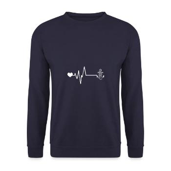 Anker Love Pulse Heartbeat - Unisex Sweatshirt - navy - Front - Alina (178cm) & Michal (187cm)