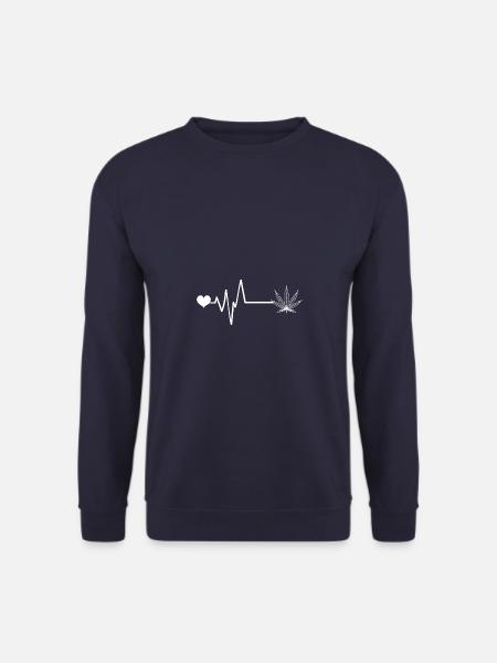 Hemp Leaf Pulse Heartbeat Cannabis - Unisex Sweatshirt - navy