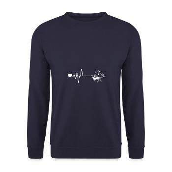 Taschenmesser Puls Herzschlag - Unisex Pullover - Navy - Vorne - Alina (178cm) & Michal (187cm)