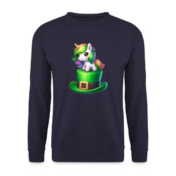 Süßes Einhorn St. Patrick's Day Kleeblatt - Unisex Pullover - Navy - Vorne - Alina (178cm) & Michal (187cm)