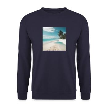 Tropischer Strand - Unisex Pullover - Navy - Vorne - Alina (178cm) & Michal (187cm)
