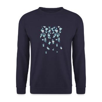 Fleurs, aquarelle, peinture, aquarelle, bleu - Sweat-shirt Unisexe - marine - Devant - Alina (178cm) & Michal (187cm)
