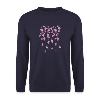 Flowers, watercolor, painting, watercolor, pink - Unisex Sweatshirt - navy - Front - Alina (178cm) & Michal (187cm)
