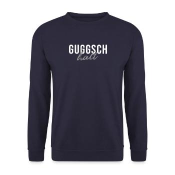 Guggsch halt | pfälzer Spruch | dialekt - Unisex Pullover - Navy - Vorne - Alina (178cm) & Michal (187cm)