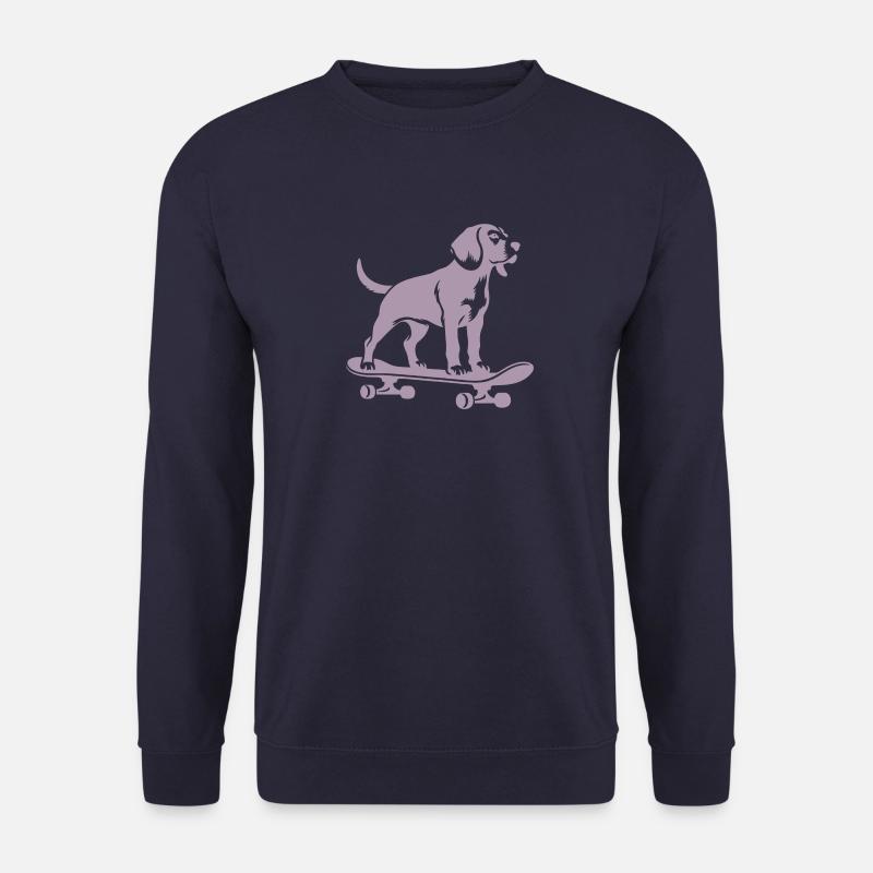 Chien Beagle Skateboard Skateboarder Silhouette - Sweat-shirt Unisexe - marine