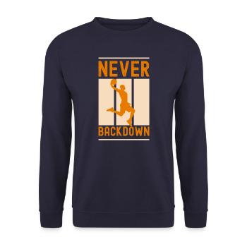 never backdown (Basket ball) - Sweat-shirt Unisexe - marine - Devant - Alina (178cm) & Michal (187cm)