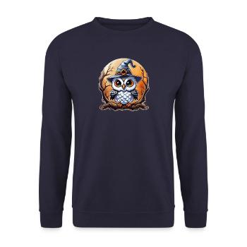 Owl wizard wizard, owl and hat - Unisex Sweatshirt - navy - Front - Alina (178cm) & Michal (187cm)