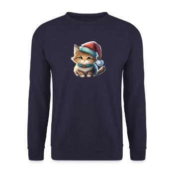 Niedliche Katze, Katze Weihnachtsgeschenk, Rote Katze - Unisex Pullover - Navy - Vorne - Alina (178cm) & Michal (187cm)