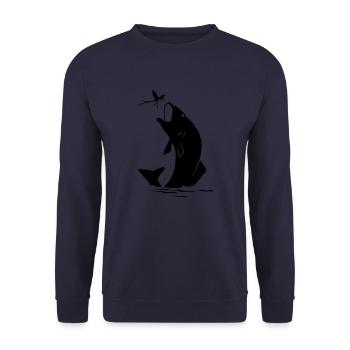 Jumping fish angler gift - Unisex Sweatshirt - navy - Front - Alina (178cm) & Michal (187cm)