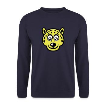 leopards animaux rigolo cartoon dessin face 14 - Sweat-shirt Unisexe - marine - Devant - Alina (178cm) & Michal (187cm)