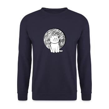 Chat heureux | Noir et blanc - Sweat-shirt Unisexe - marine - Devant - Alina (178cm) & Michal (187cm)