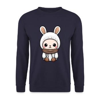 Hase Winter Comic - Unisex Pullover - Navy - Vorne - Alina (178cm) & Michal (187cm)