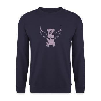 Rottweiler Angel Wing Silhouette - Unisex Sweatshirt - navy - Front - Alina (178cm) & Michal (187cm)