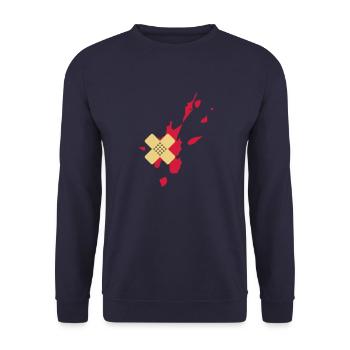 Pflaster Blutspritzer 2c - Unisex Pullover - Navy - Vorne - Alina (178cm) & Michal (187cm)