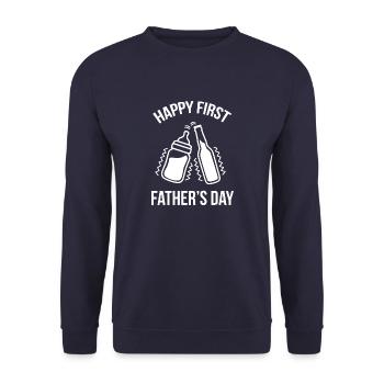 Happy First Father's Day - Unisex Sweatshirt - navy - Front - Alina (178cm) & Michal (187cm)