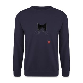 Katzenkopf - Unisex Pullover - Navy - Vorne - Alina (178cm) & Michal (187cm)