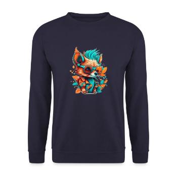 Wild fox in leisure time on holiday with sunglasses - Unisex Sweatshirt - navy - Front - Alina (178cm) & Michal (187cm)