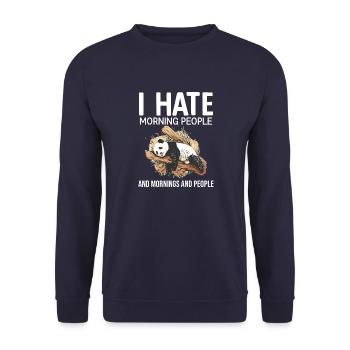 Ich hasse Morgenmenschen - I Hate Morning People - Unisex Pullover - Navy - Vorne - Alina (178cm) & Michal (187cm)