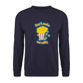 Popcorn - süß - don't make me salty - Unisex Pullover - Navy - Vorne - Alina (178cm) & Michal (187cm)