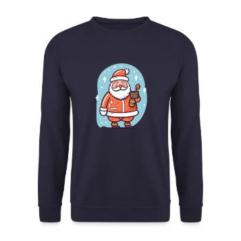 Santa Claus im Schnee - Unisex Pullover - Navy - Vorne - Alina (178cm) & Michal (187cm)