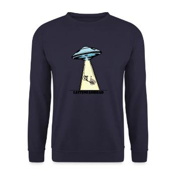 Ufo, Lastenfahrrad, Lastenrad, Cargobike, Aliens - Unisex Pullover - Navy - Vorne - Alina (178cm) & Michal (187cm)