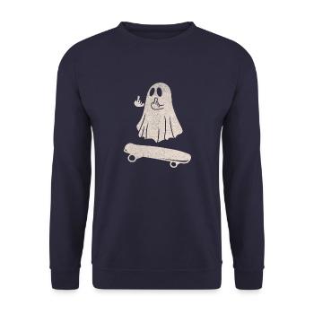 Skating Mittelfinger Gespenst - Unisex Pullover - Navy - Vorne - Alina (178cm) & Michal (187cm)