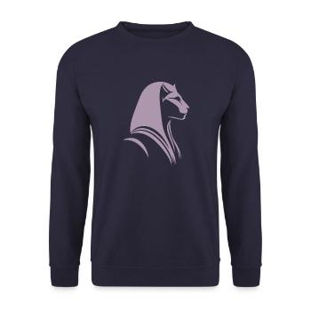 Chat Egypte Pharaon Silhouette - Sweat-shirt Unisexe - marine - Devant - Alina (178cm) & Michal (187cm)