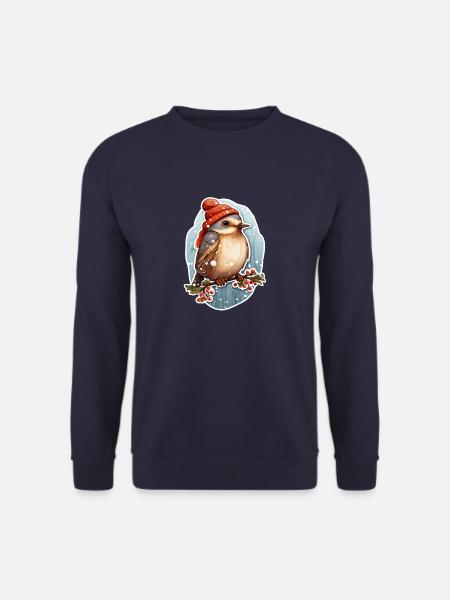 Bird in winter with cap - Unisex Sweatshirt - navy