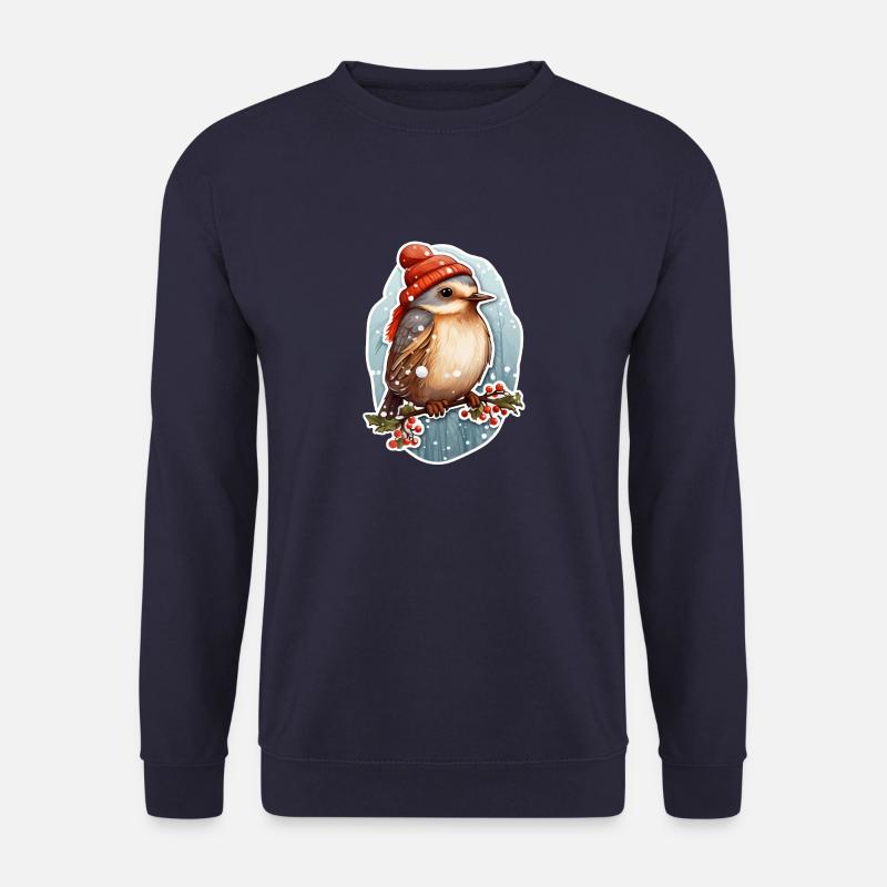 Bird in winter with cap - Unisex Sweatshirt - navy
