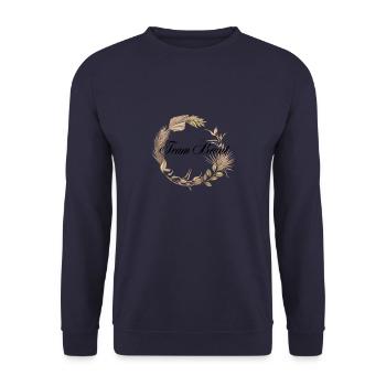 Team Braut Boho Kranz - Unisex Pullover - Navy - Vorne - Alina (178cm) & Michal (187cm)