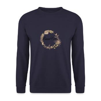 Braut Crew Boho Kranz - Unisex Pullover - Navy - Vorne - Alina (178cm) & Michal (187cm)