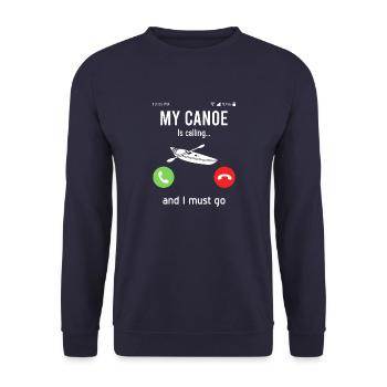 Kanu Kajak Rudern Vintage Adventure Outdoor Sprüch - Unisex Pullover - Navy - Vorne - Alina (178cm) & Michal (187cm)