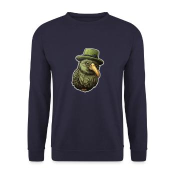 Kiwi mit Hut - Unisex Pullover - Navy - Vorne - Alina (178cm) & Michal (187cm)