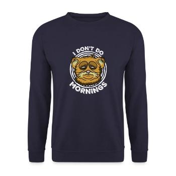 I Don't Do Mornings Morning People Cat Pet Funny - Unisex Sweatshirt - navy - Front - Alina (178cm) & Michal (187cm)