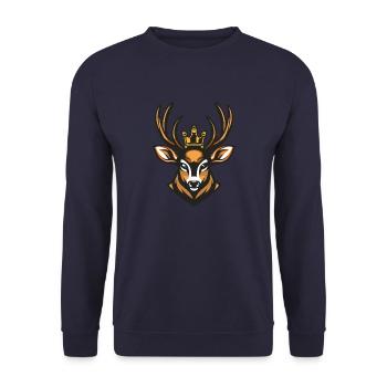 Deer Head Crown - Unisex Sweatshirt - navy - Front - Alina (178cm) & Michal (187cm)