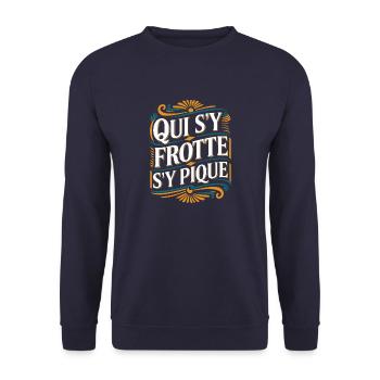 Qui s'y frotte s'y pique - Sweat-shirt Unisexe - marine - Devant - Alina (178cm) & Michal (187cm)