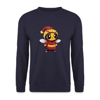 Biene Weihnachten Comic - Unisex Pullover - Navy - Vorne - Alina (178cm) & Michal (187cm)