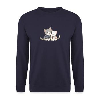 bébé chat mignon, câlin, chat kawaii - Sweat-shirt Unisexe - marine - Devant - Alina (178cm) & Michal (187cm)