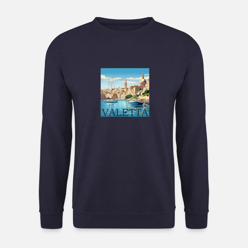 Malta Valletta Hafen Straight Cut Design - Unisex Pullover - Navy