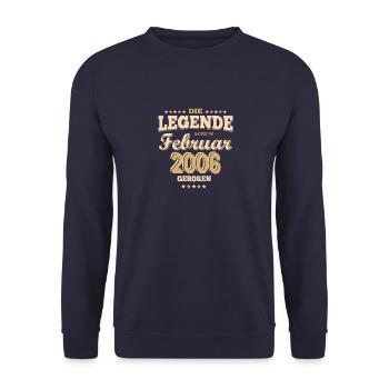 Die Legende wurde im Februar 2006 geboren - Unisex Pullover - Navy - Vorne - Alina (178cm) & Michal (187cm)