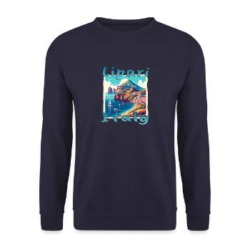 Vacances d’été à Lipari : le rêve insulaire de l’Italie - Sweat-shirt Unisexe - marine - Devant - Alina (178cm) & Michal (187cm)