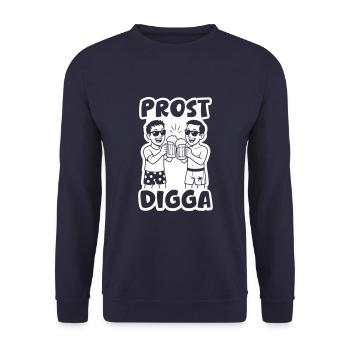 Prost Digga Urlaub Party - Unisex Pullover - Navy - Vorne - Alina (178cm) & Michal (187cm)