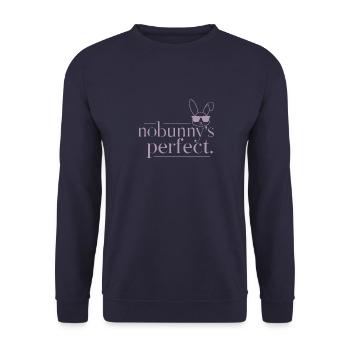 Hase "Nobunny is Perfect" Witzig - Unisex Pullover - Navy - Vorne - Alina (178cm) & Michal (187cm)
